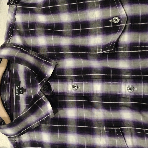 Apt 9xxl short sleeve button down shirt purple black white - Picture 6 of 9
